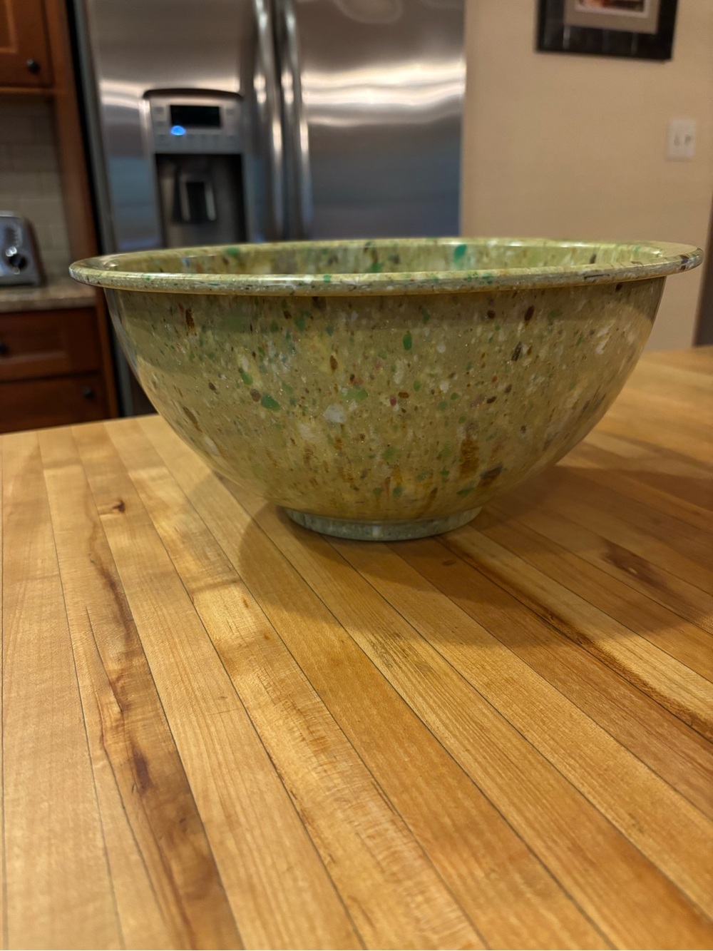 Texas Ware Bowl # 125 10" Green Confetti Mixing Bowl Vintage Melamine